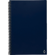 Dark blue notebook with a spiral binding on a white background
