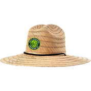 Custom wide-brim straw hat with embroidered Bale Breaker Brewing Co. logo