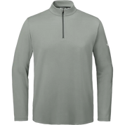 The North Face light gray long-sleeve quarter-zip pullover shirt with a mock neck collar, shown on a plain white background.