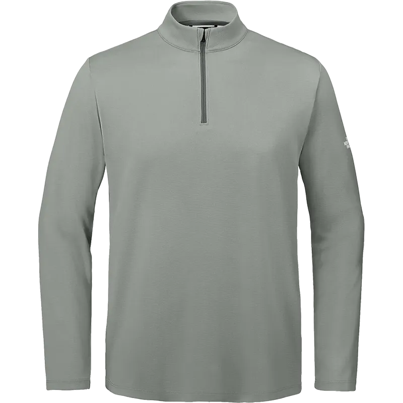 The North Face light gray long-sleeve quarter-zip pullover shirt with a mock neck collar, shown on a plain white background.