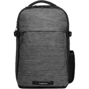 Gray backpack with black accents on a white background