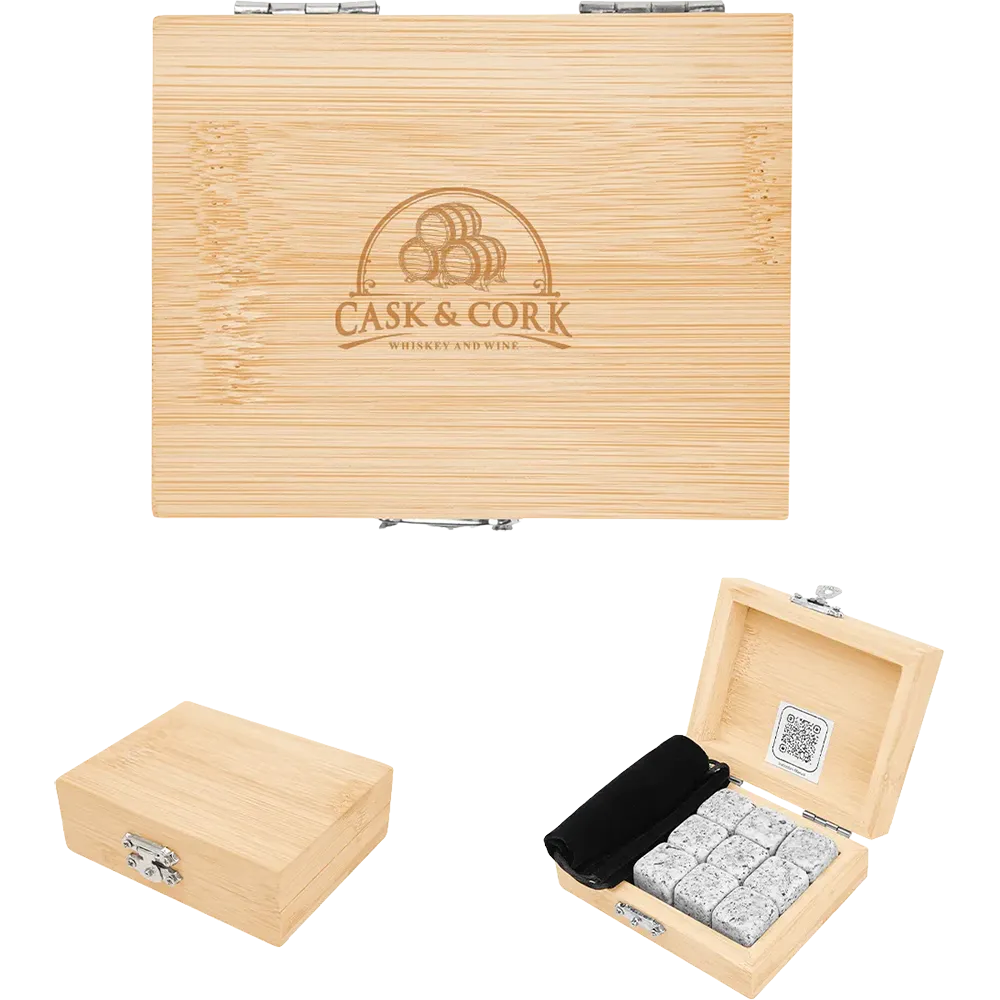 Whiskey Stone Ice Cubes In FSC® Bamboo Box
