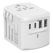 Xoopar international travel adapter with multiple USB ports on a white background