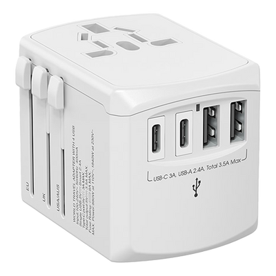 Xoopar international travel adapter with multiple USB ports on a white background