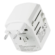 Xoopar White travel adapter with multiple ports on a white background
